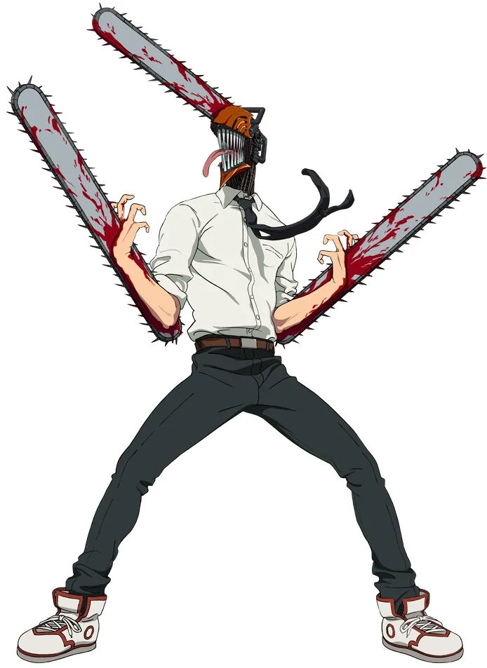Denji hybrid form chainsaw head full body reference