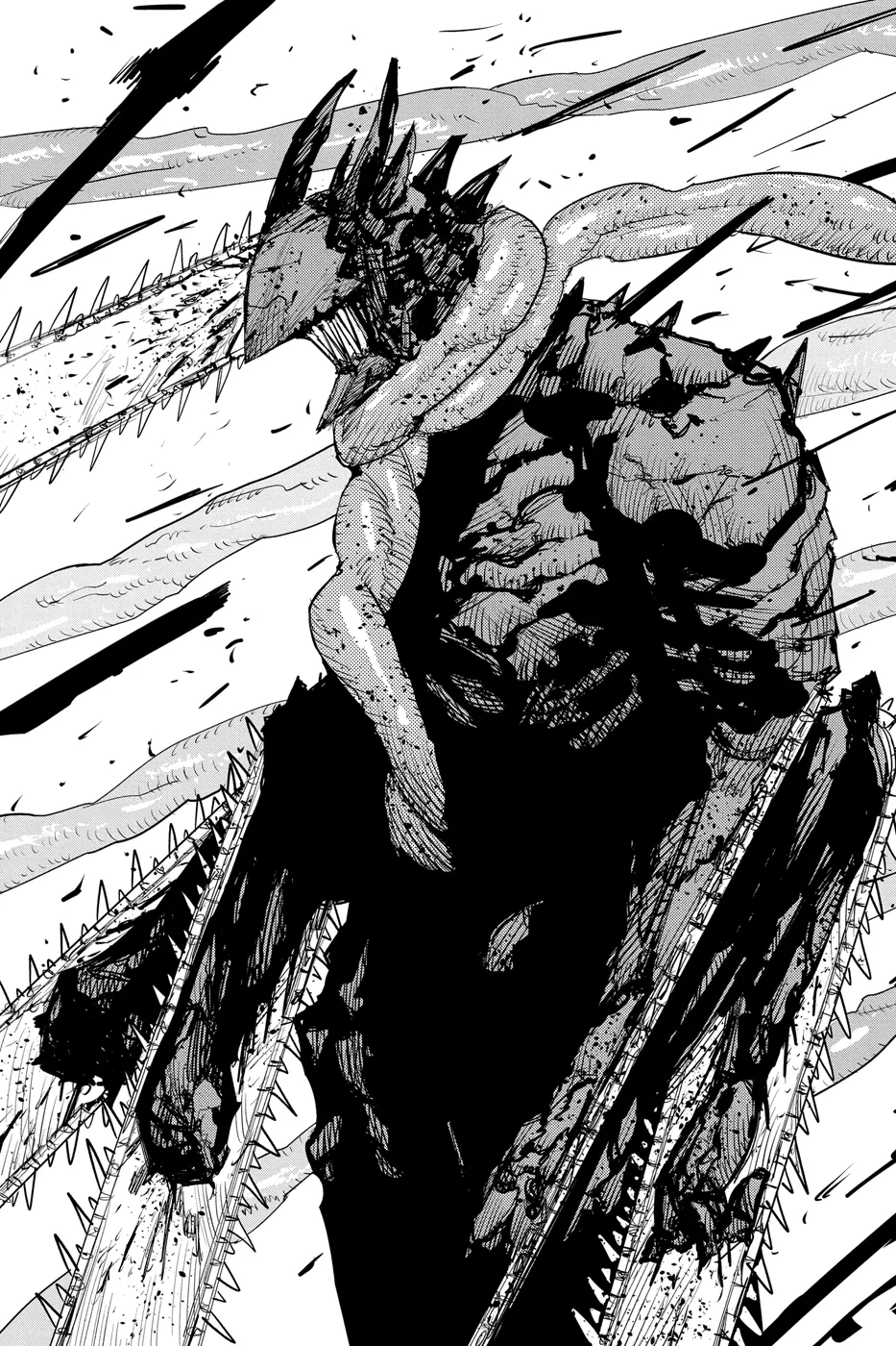 Denji hybrid form chainsaw head full body reference