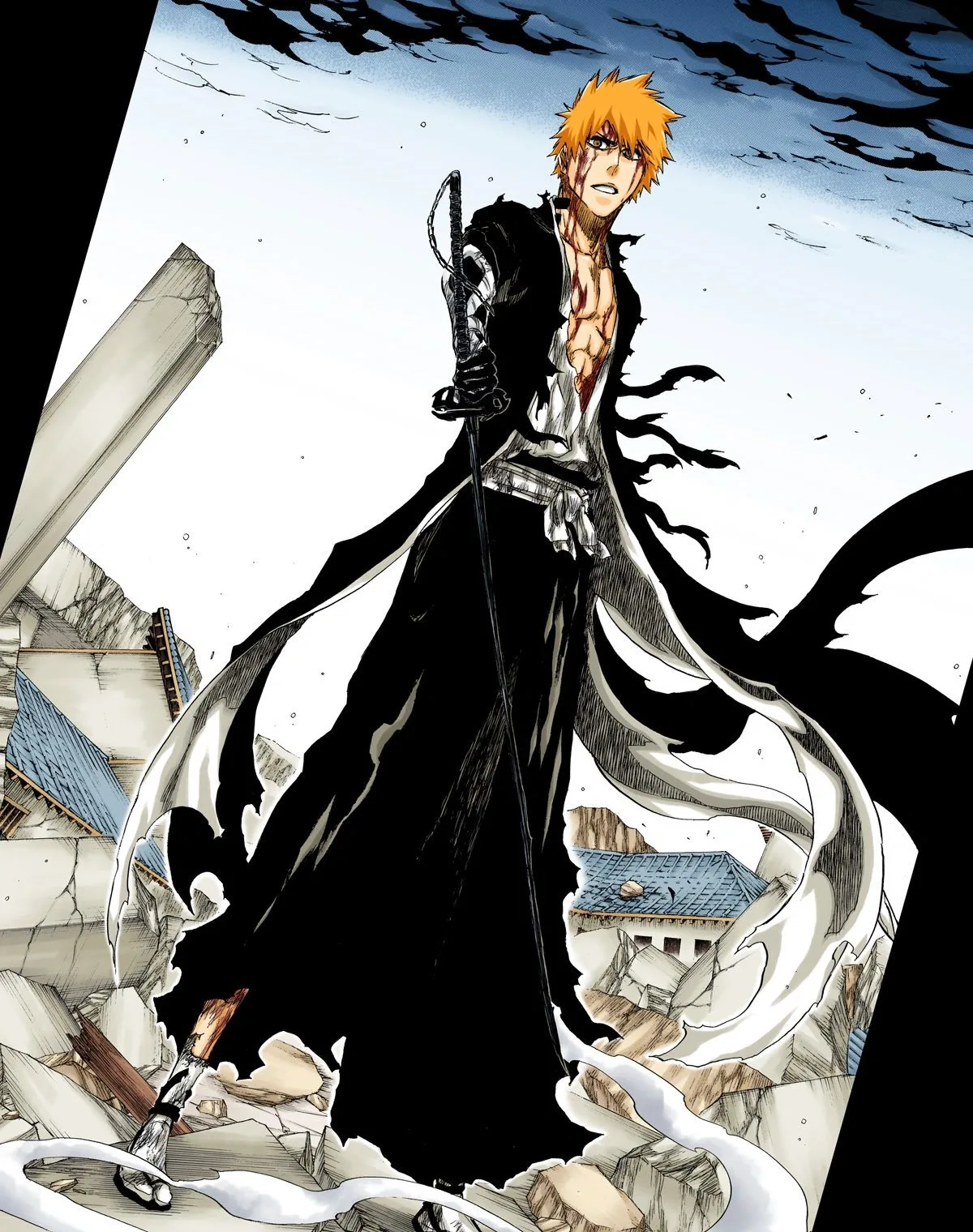 Ichigo Kurosaki Bankai form full body Shinigami uniform reference