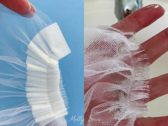 gathering long fabric strips tulle voile sewing tutorial reference